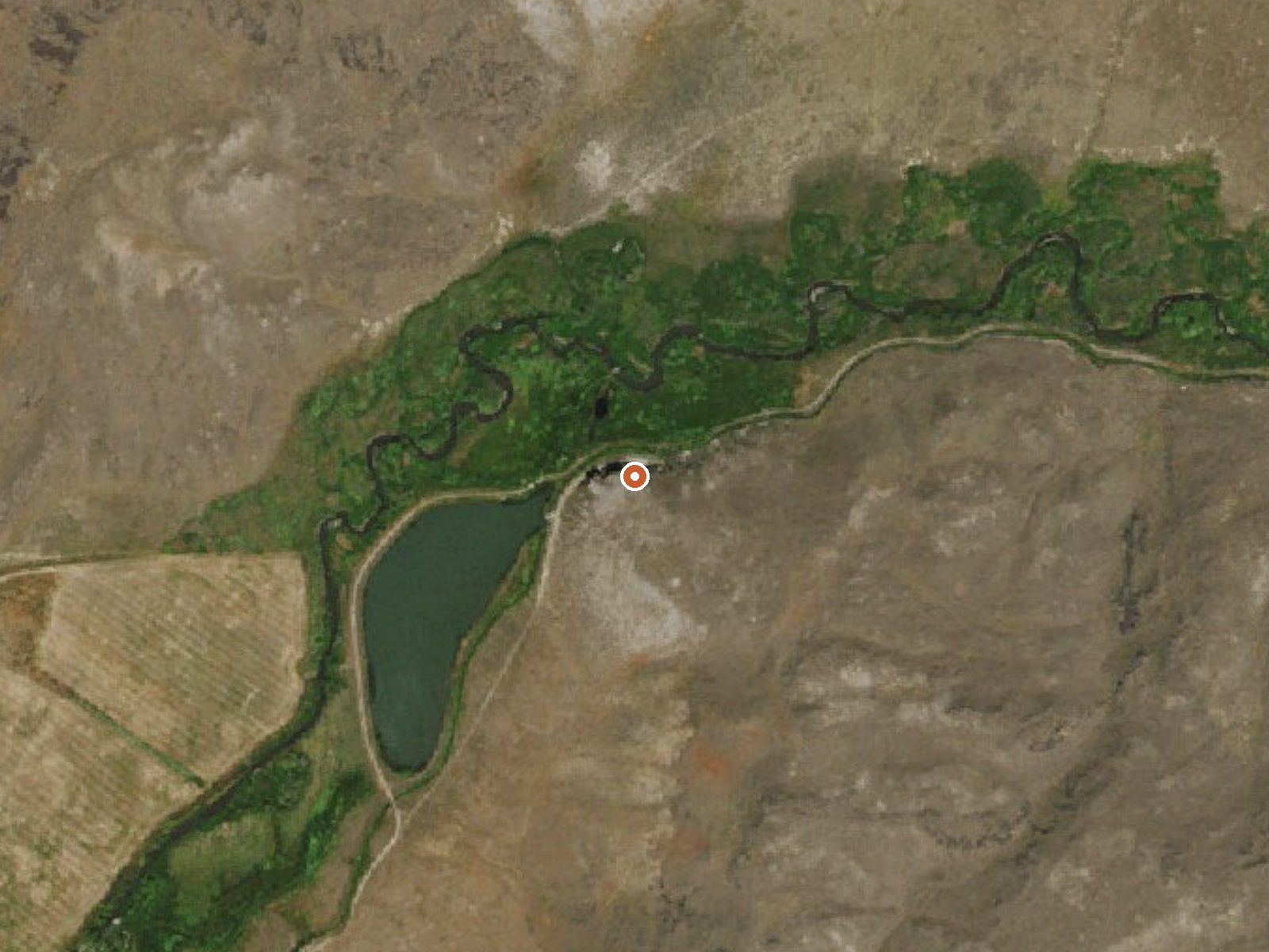 Aerial view of the ground around Warm Springs