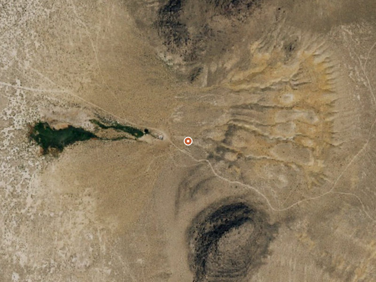 Aerial view of the ground around West Pinto Hot Spring