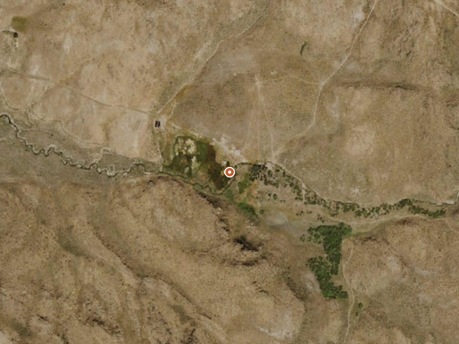 Aerial view of the ground around Wild Horse Hot Springs
