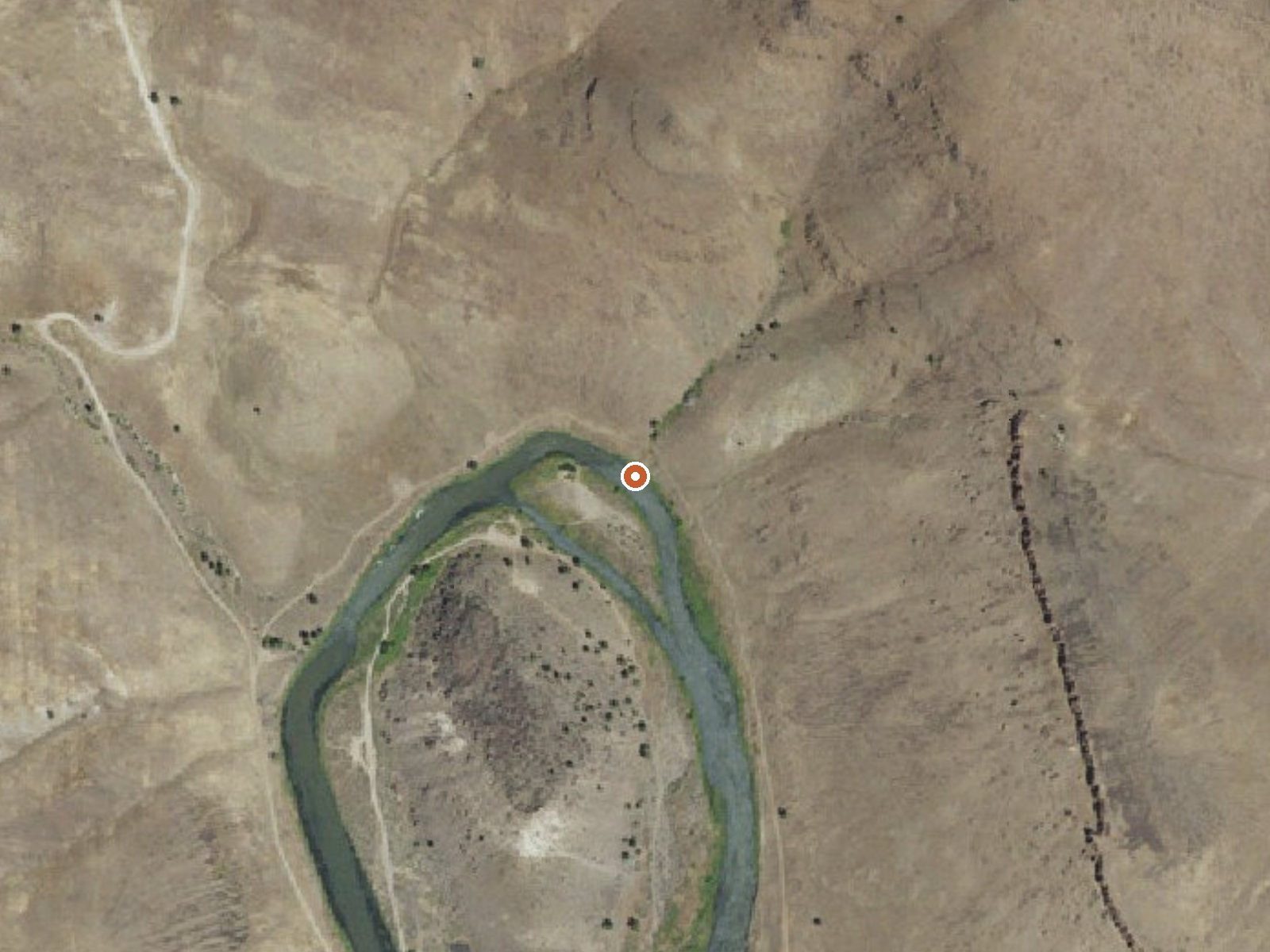 Aerial view of the ground around Warm Spring