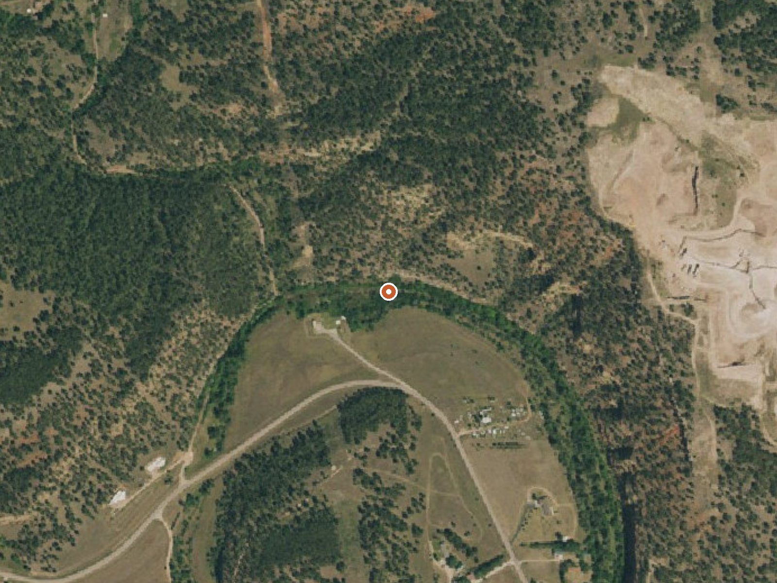 Aerial view of the ground around Hot Brook Springs