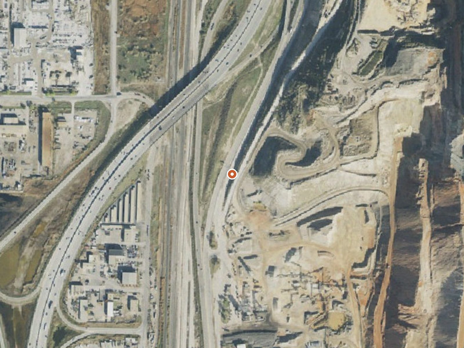 Aerial view of the ground around Becks Hot Spring