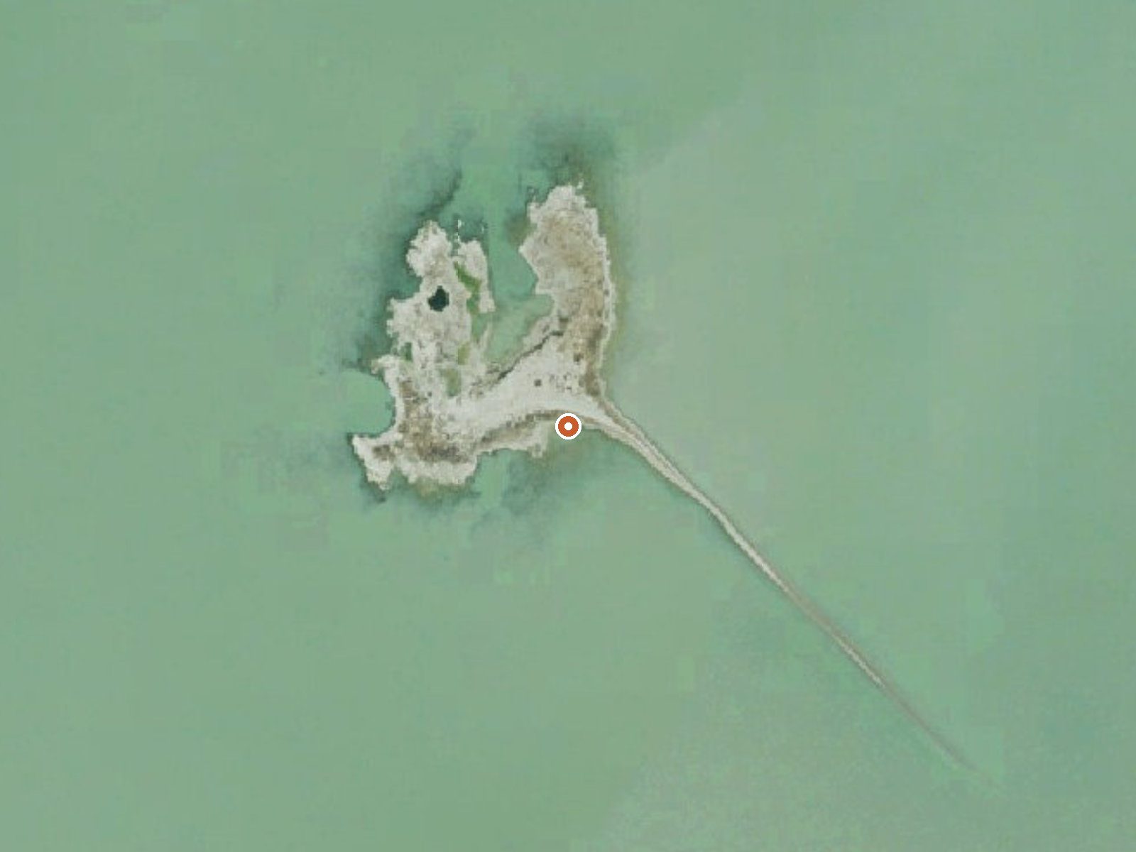 Aerial view of the ground around Bird Island