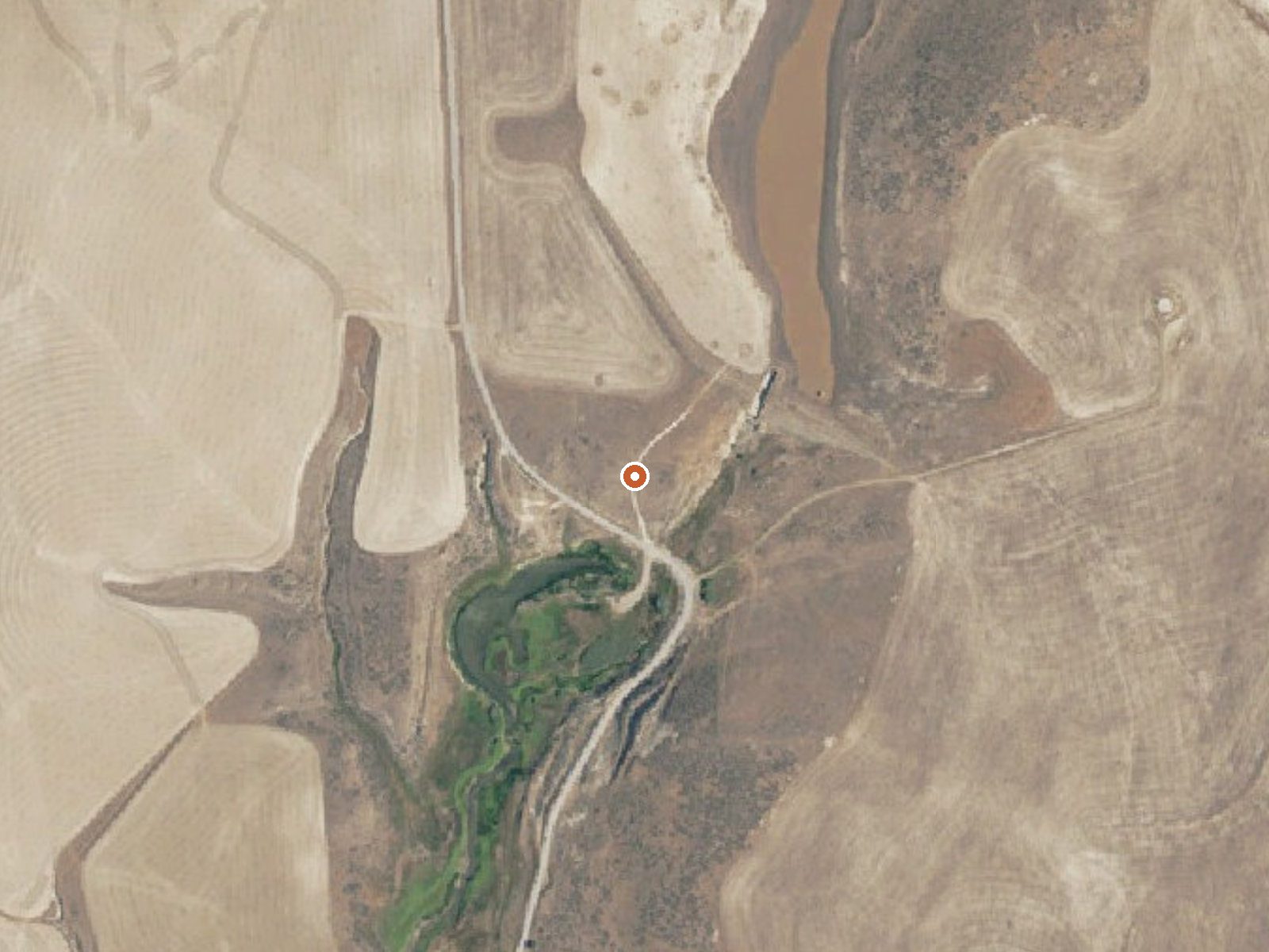 Aerial view of the ground around Blue Creek Spring