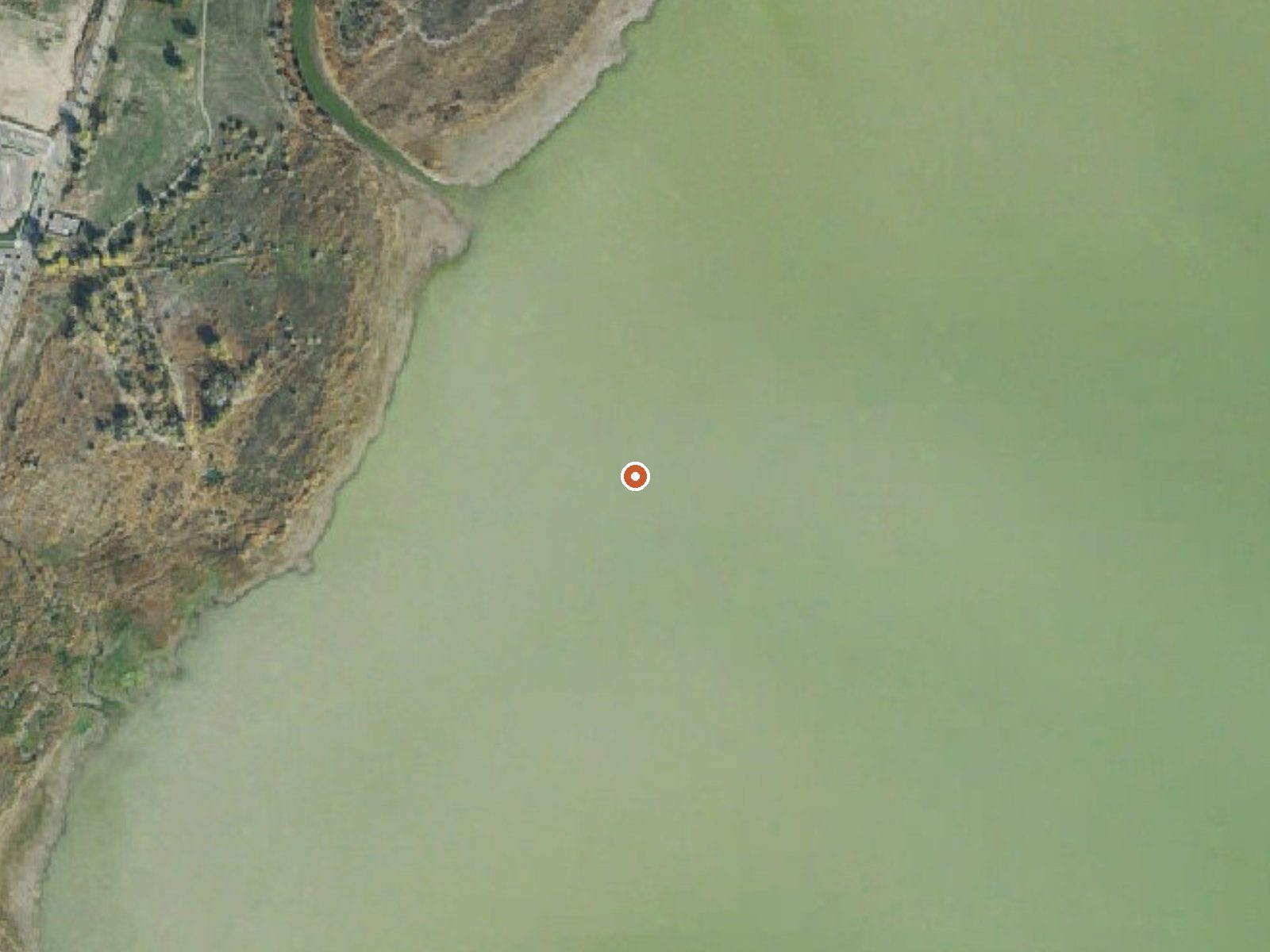 Aerial view of the ground around Crater Hot Spring