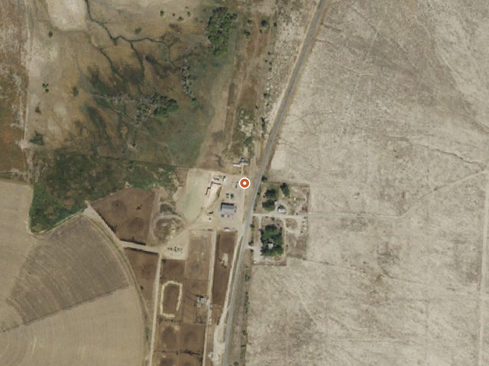 Aerial view of the ground around Deseret Livestock