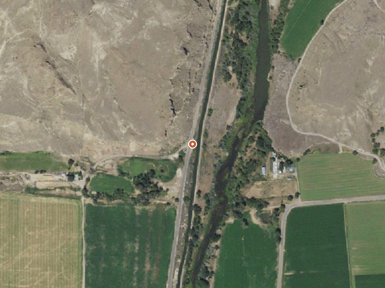 Aerial view of the ground around Mitchell Butte Hot Spring