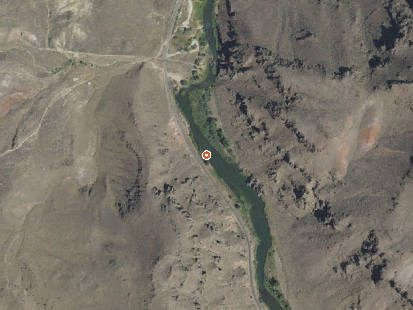Aerial view of the ground around Snively Hot Spring