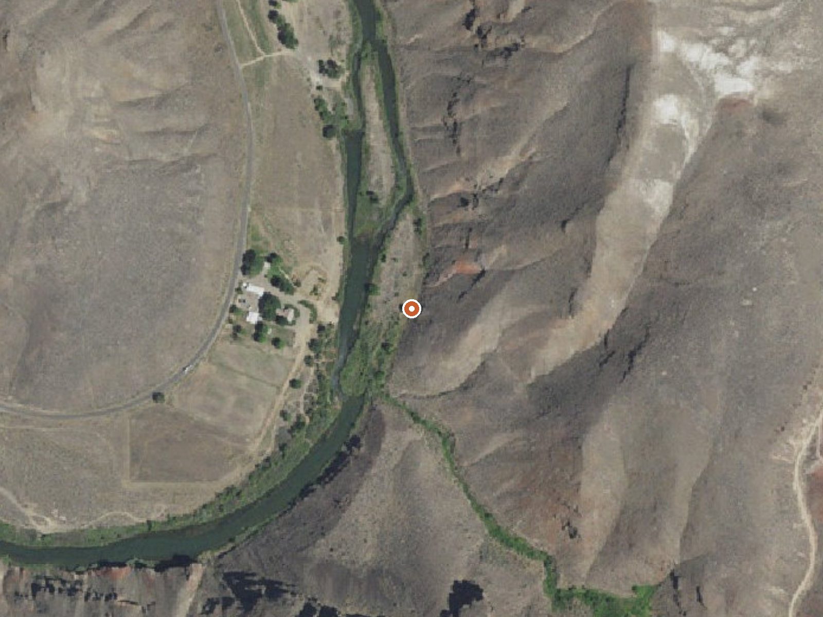 Aerial view of the ground around South Black Willow Spring