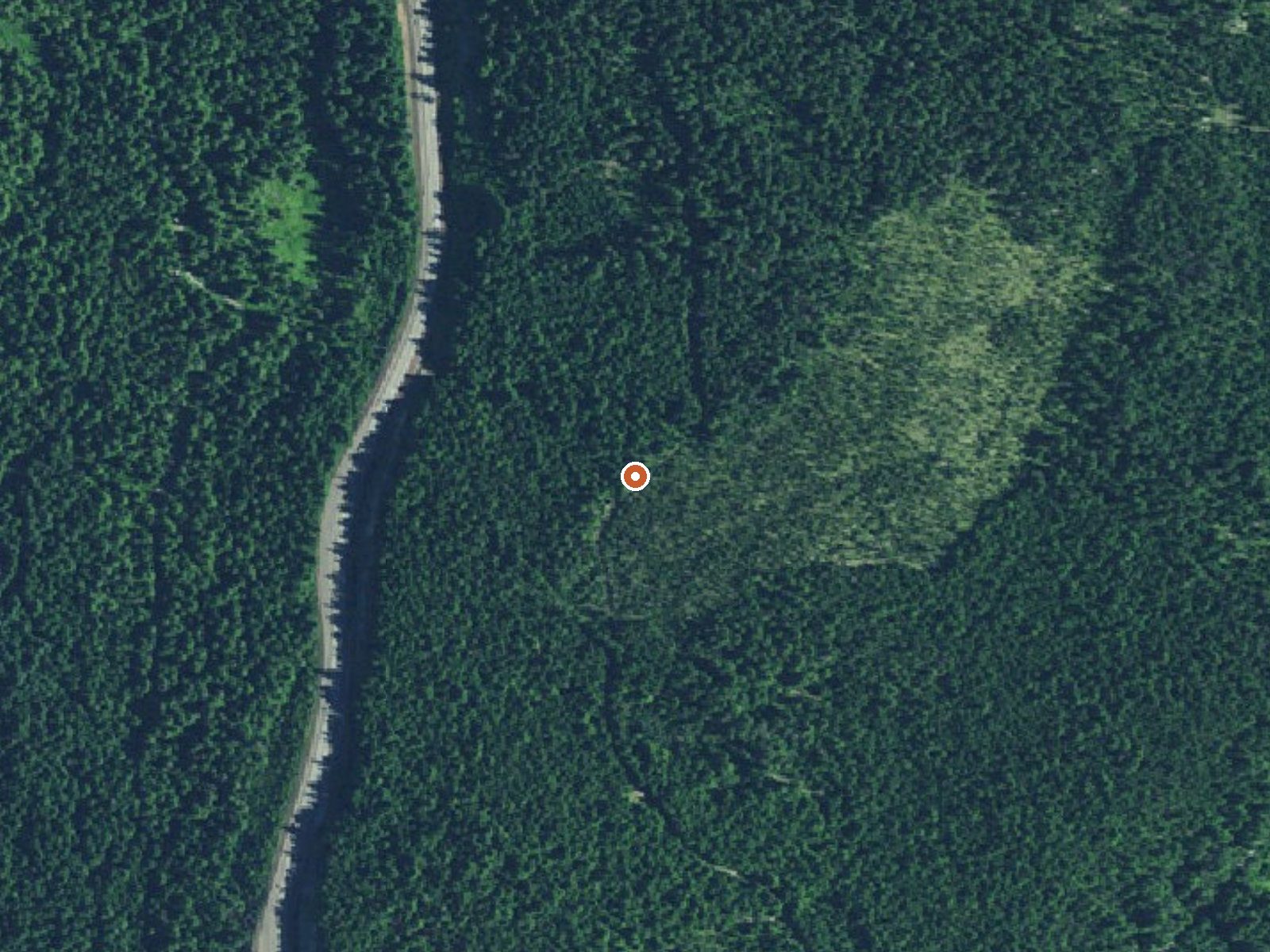 Aerial view of the ground around Swim Warm Springs