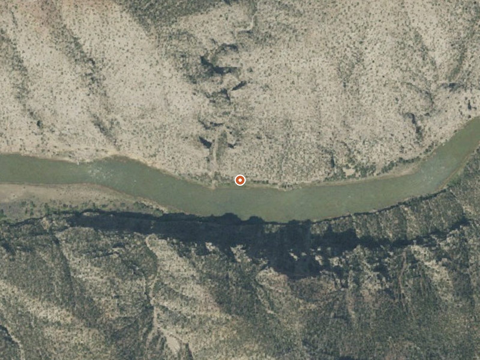 Aerial view of the ground around Split Mountain Warm Springs