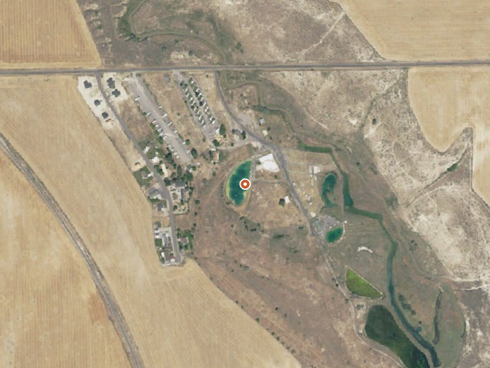 Aerial view of the ground around Udy Hot Springs