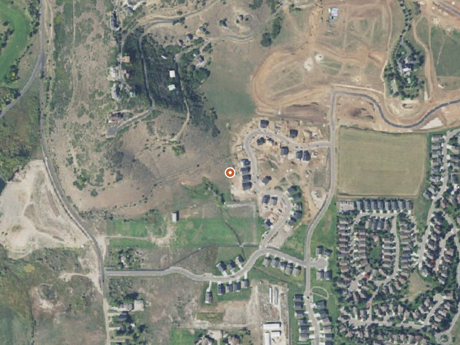 Aerial view of the ground around Warm Ditch Spring