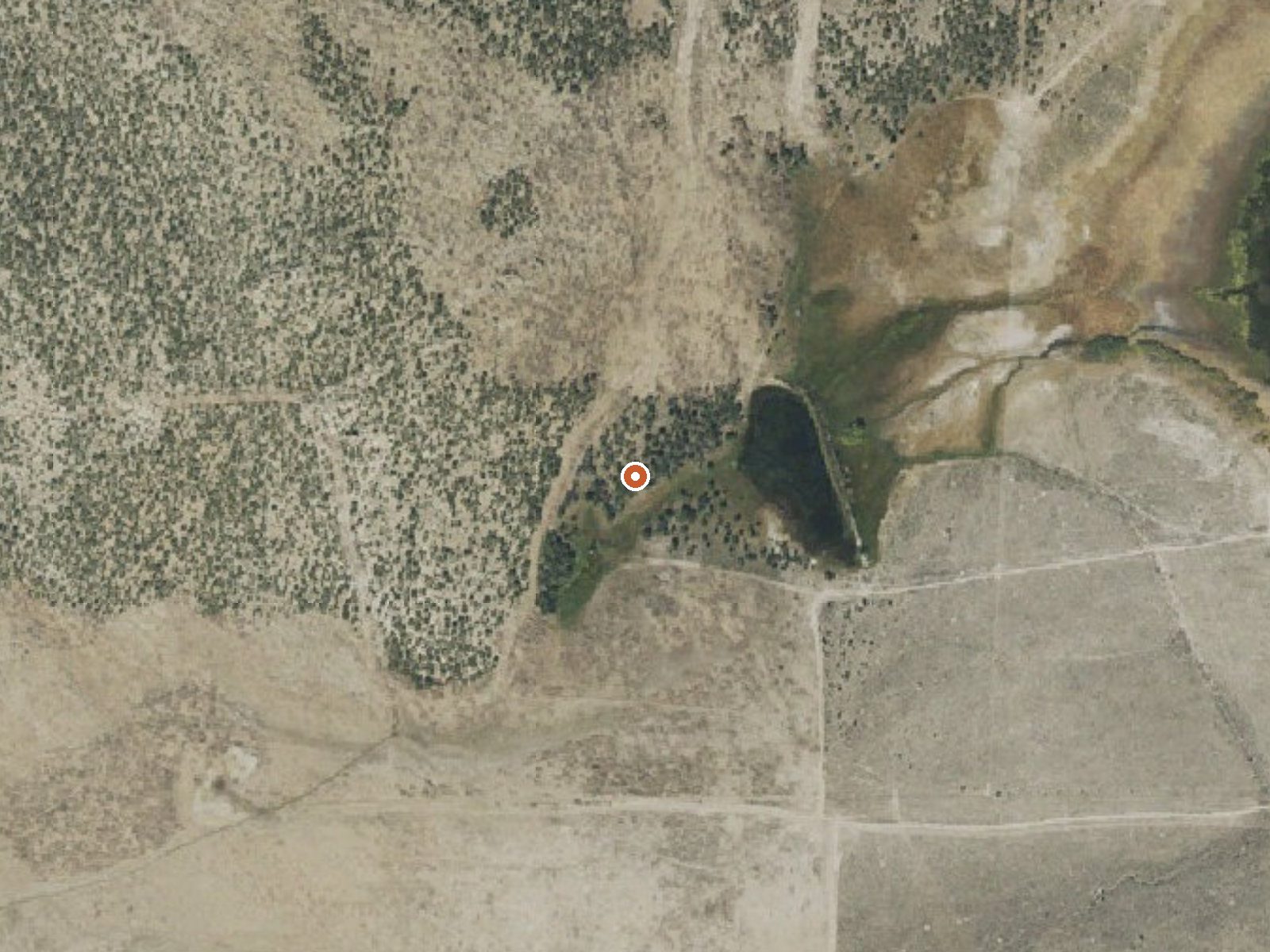 Aerial view of the ground around Warm Spring