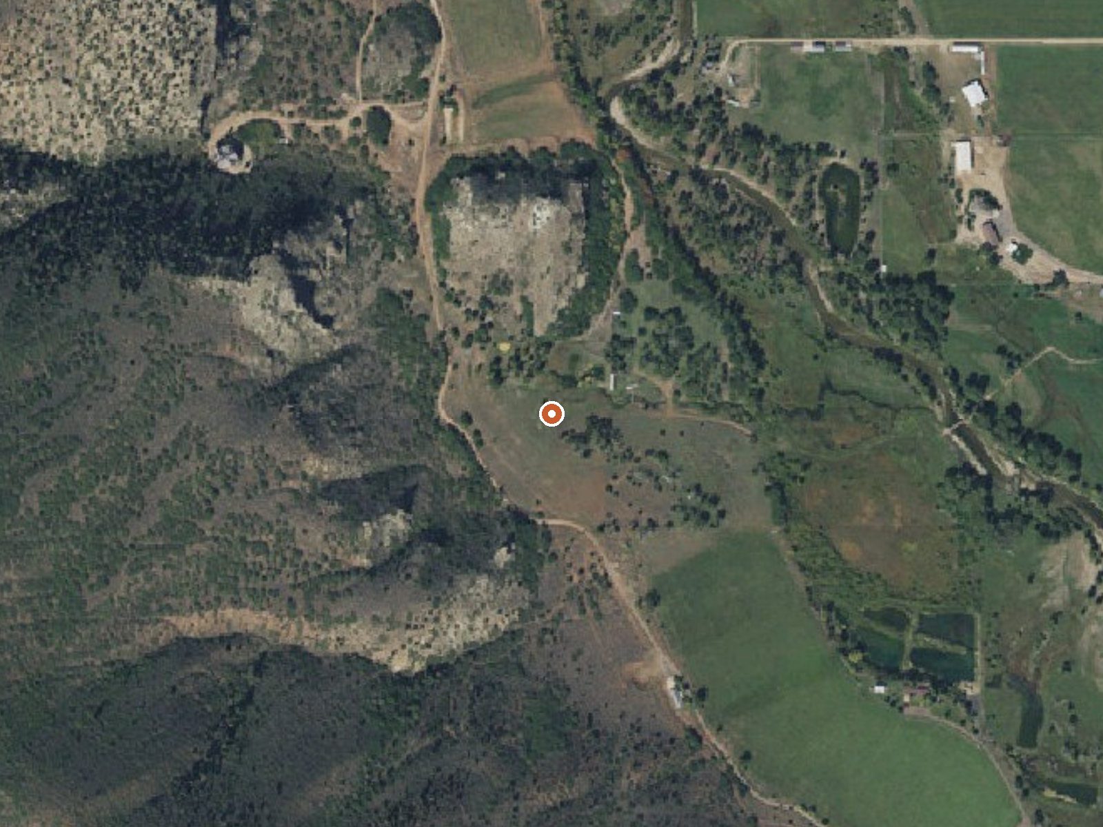 Aerial view of the ground around Warm Springs