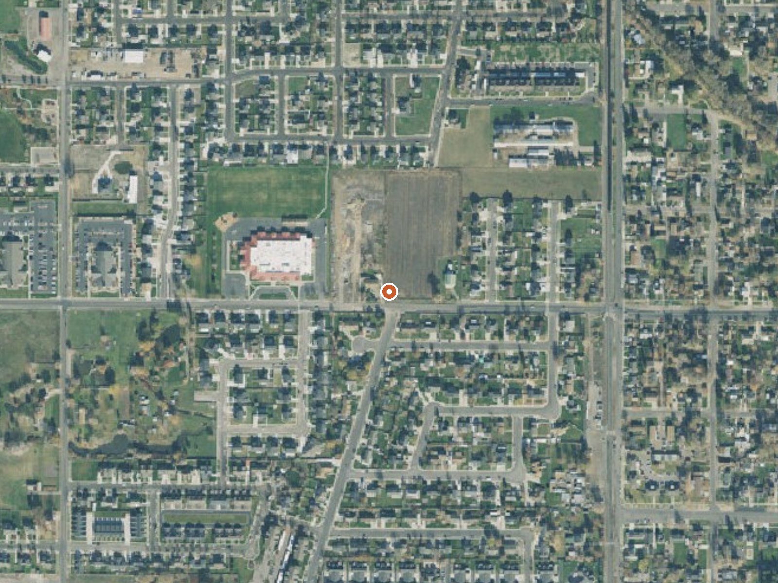 Aerial view of the ground around Wood Springs