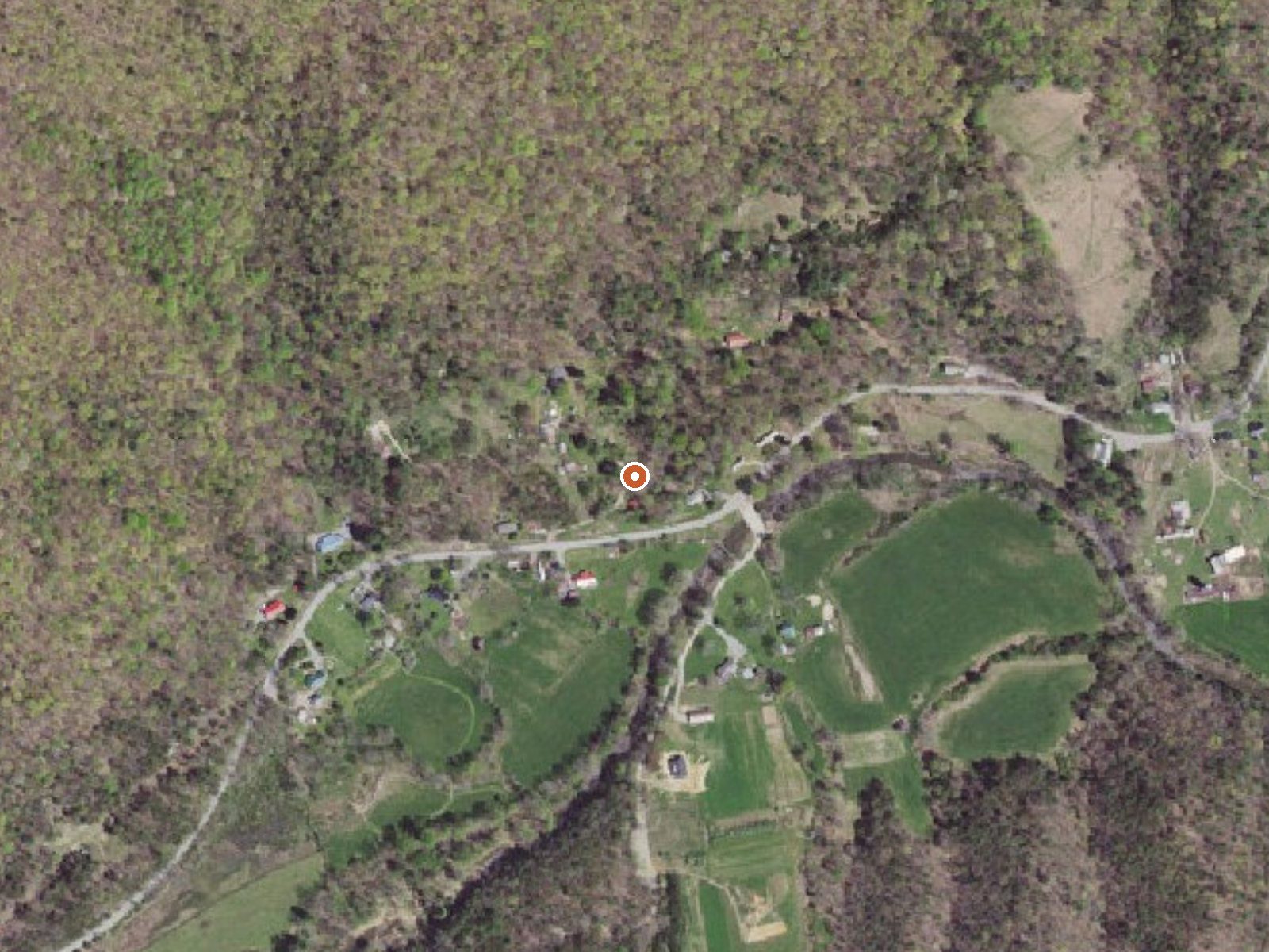 Aerial view of the ground around Alum Springs