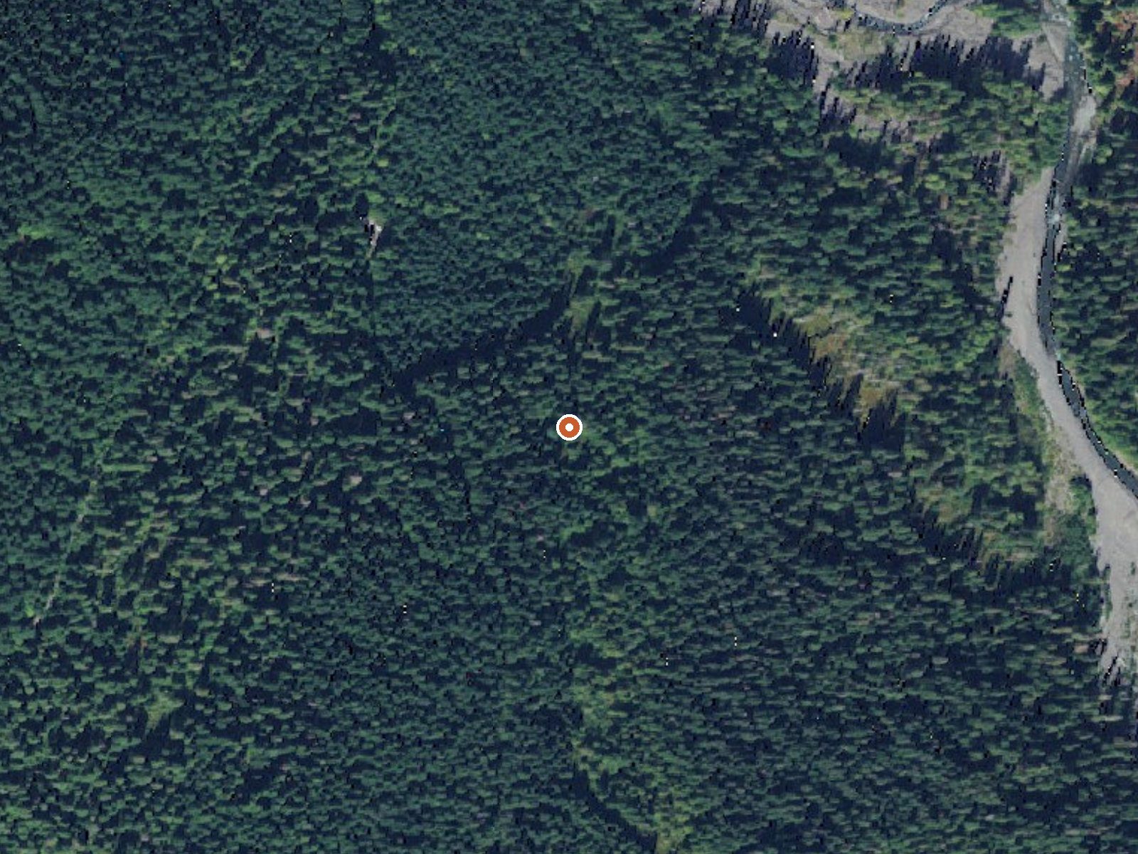 Aerial view of the ground around Baker Hot Spring