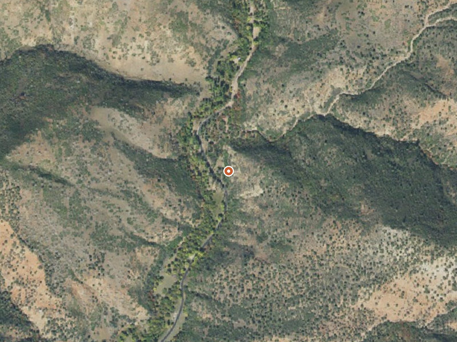 Aerial view of the ground around Diamond Fork Warm Springs