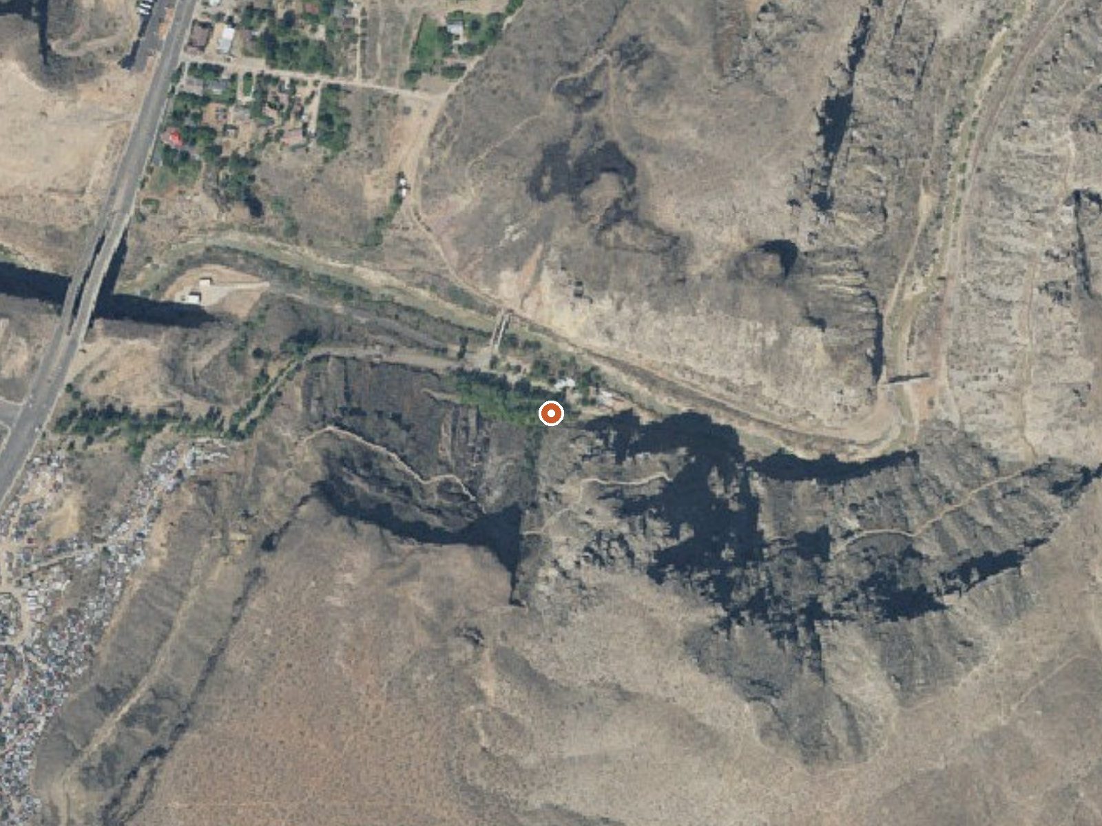 Aerial view of the ground around Dixie (Laverkin) Hot Springs
