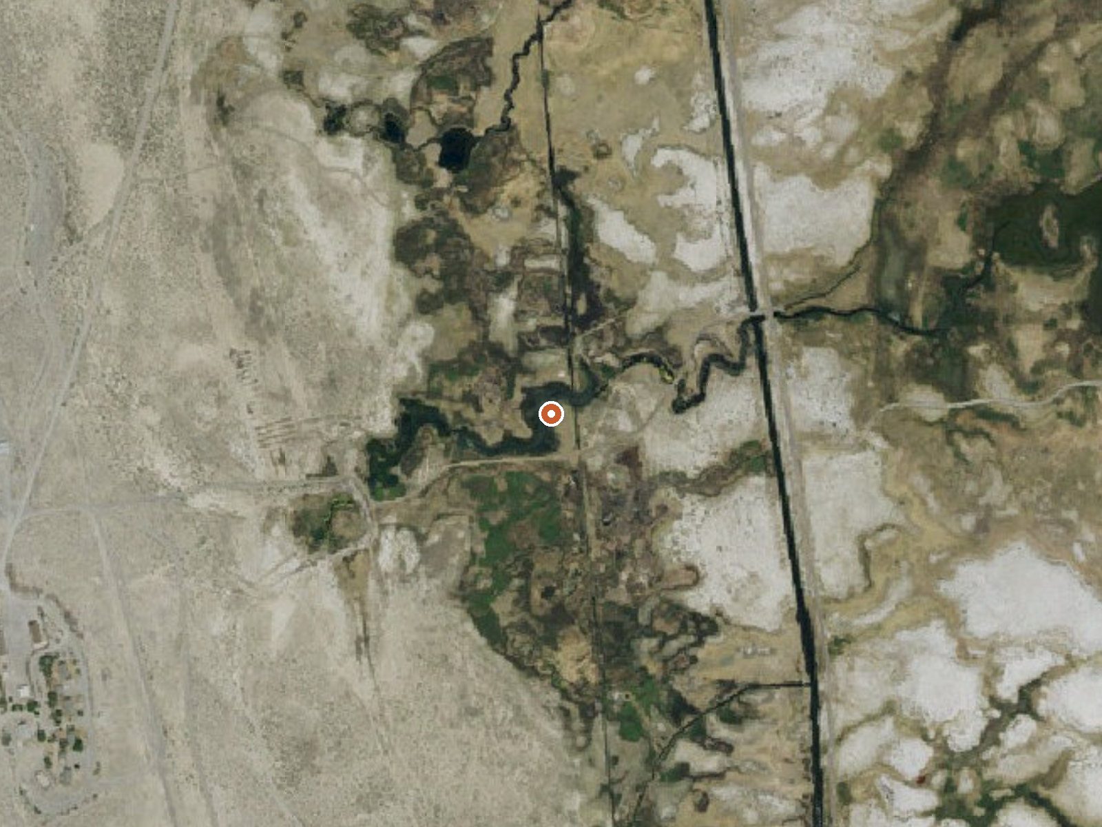 Aerial view of the ground around Fish Springs