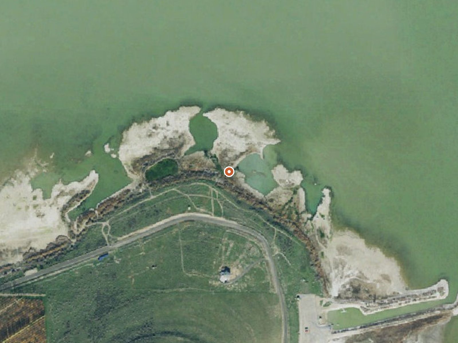 Aerial view of the ground around Lincoln Point Warm Springs