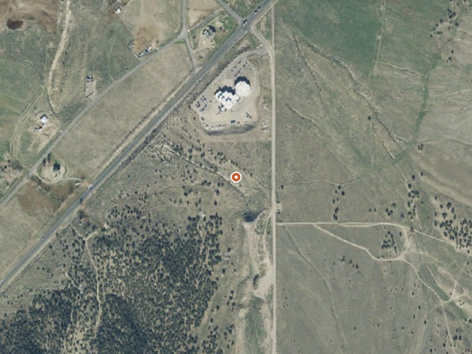 Aerial view of the ground around Livingston Warm Springs