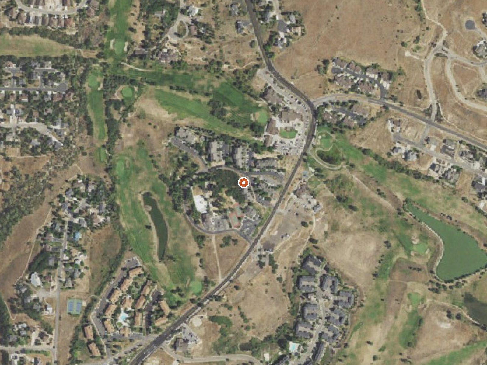 Aerial view of the ground around Patio Springs