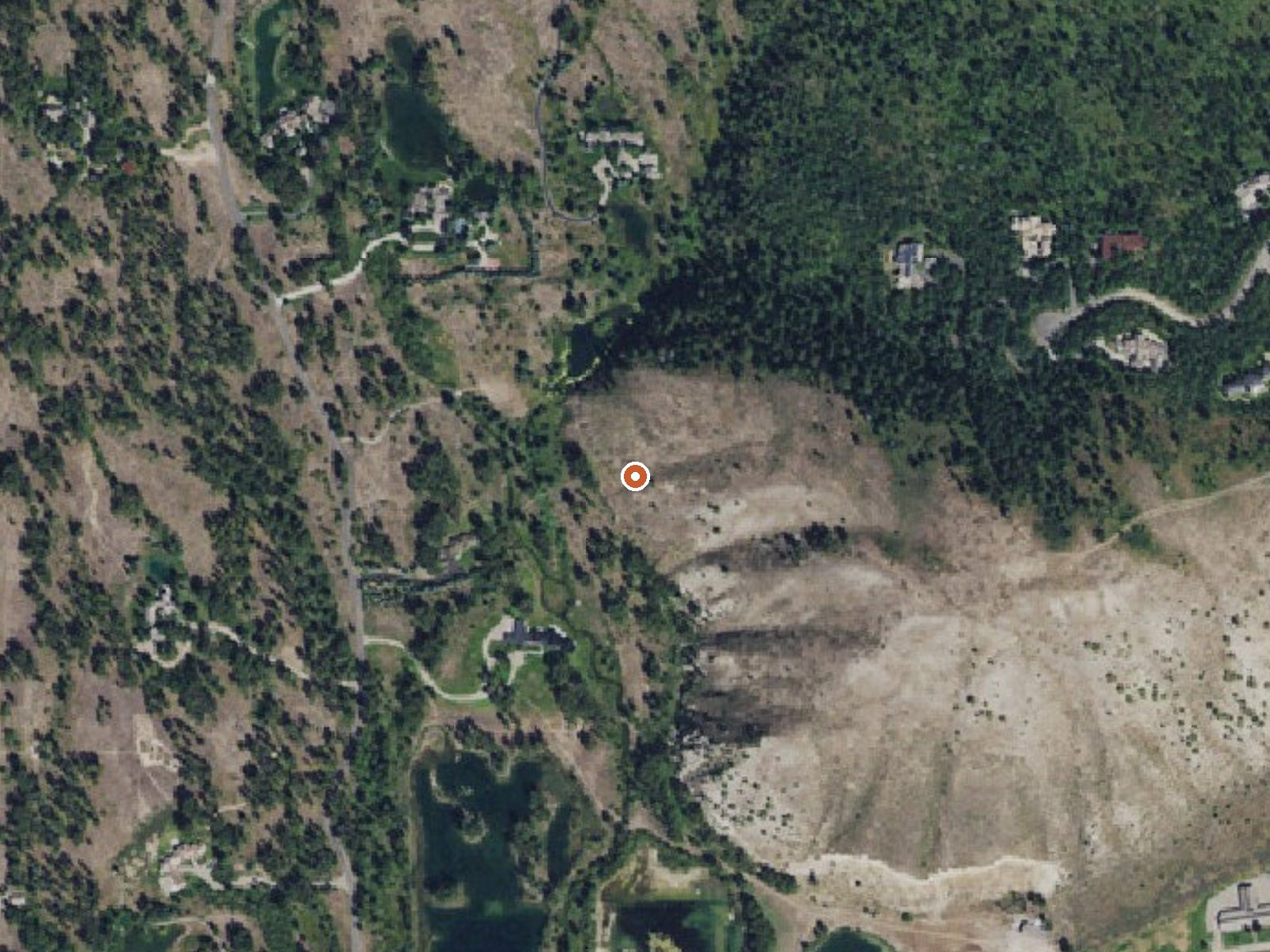 Aerial view of the ground around Boyles Hill Springs