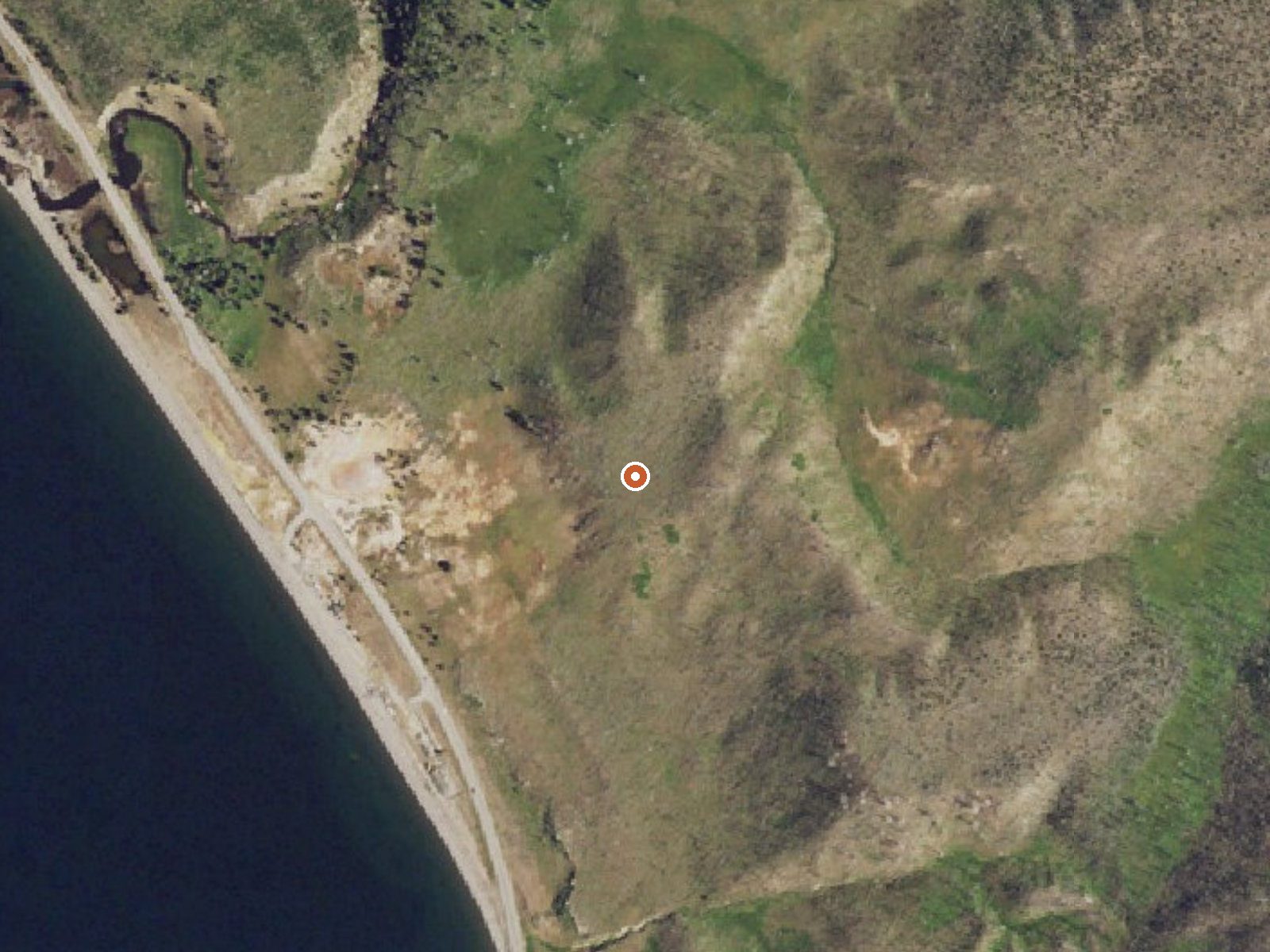 Aerial view of the ground around Butte Springs