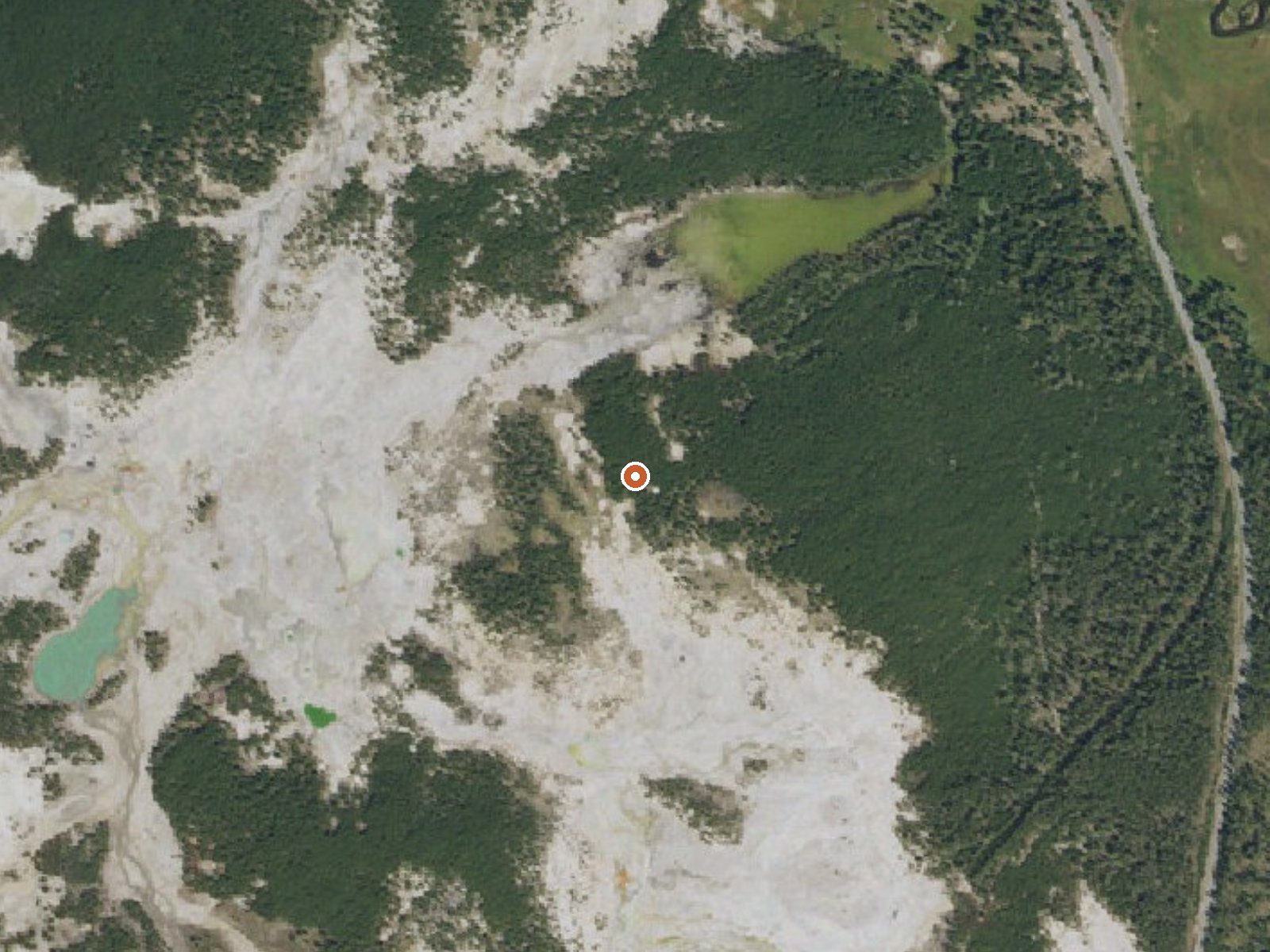 Aerial view of the ground around Cistern Spring