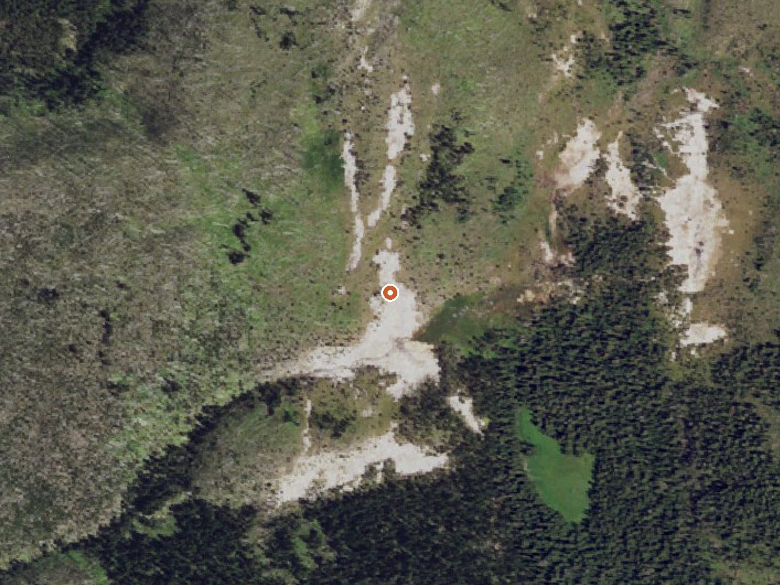 Aerial view of the ground around Coffee Pot Hot Springs