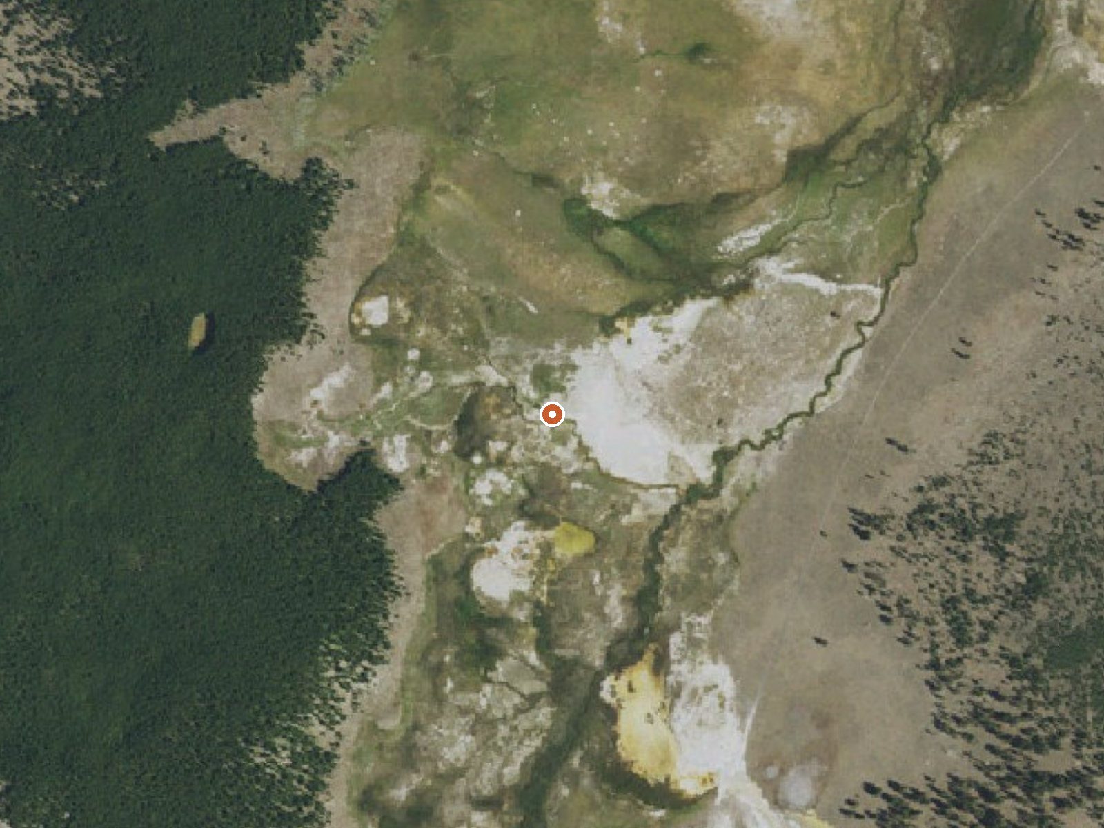 Aerial view of the ground around Fairy Springs