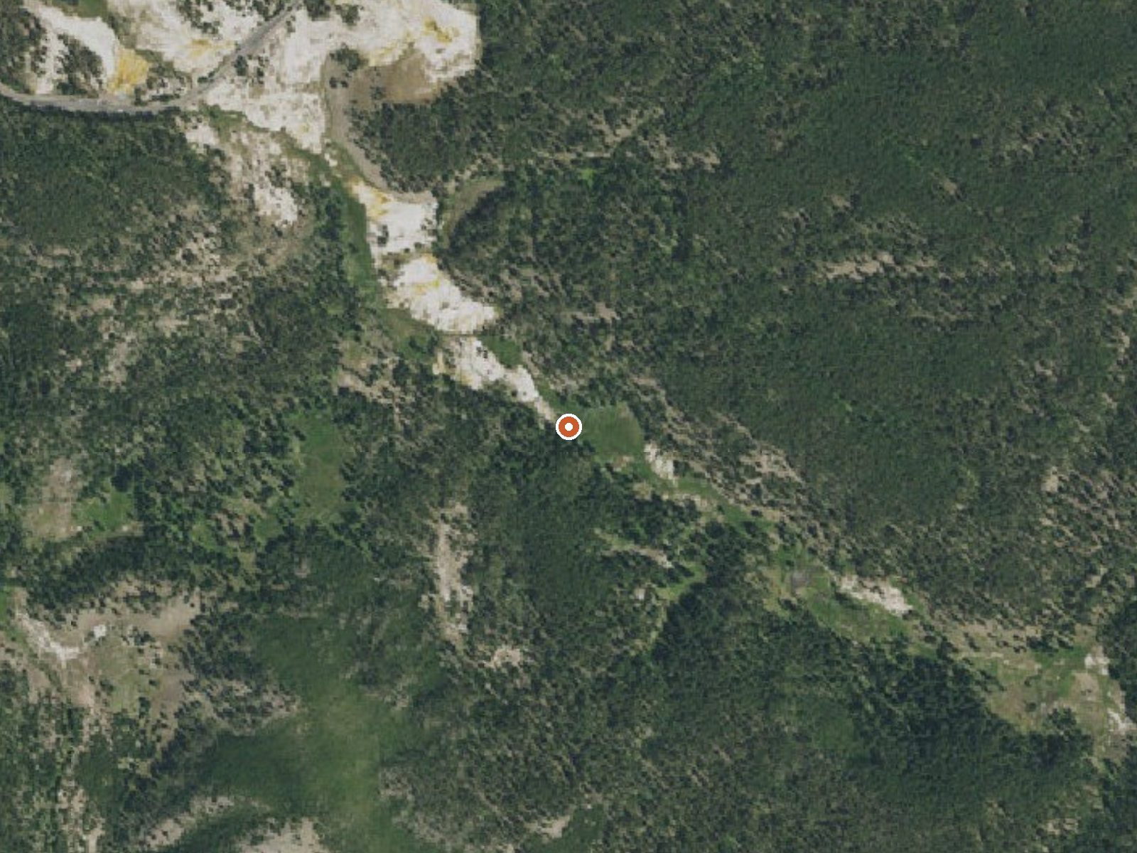 Aerial view of the ground around Five Sisters Springs