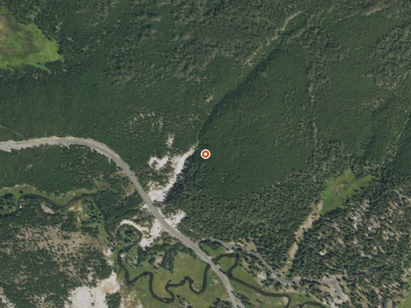 Aerial view of the ground around Gas Vent