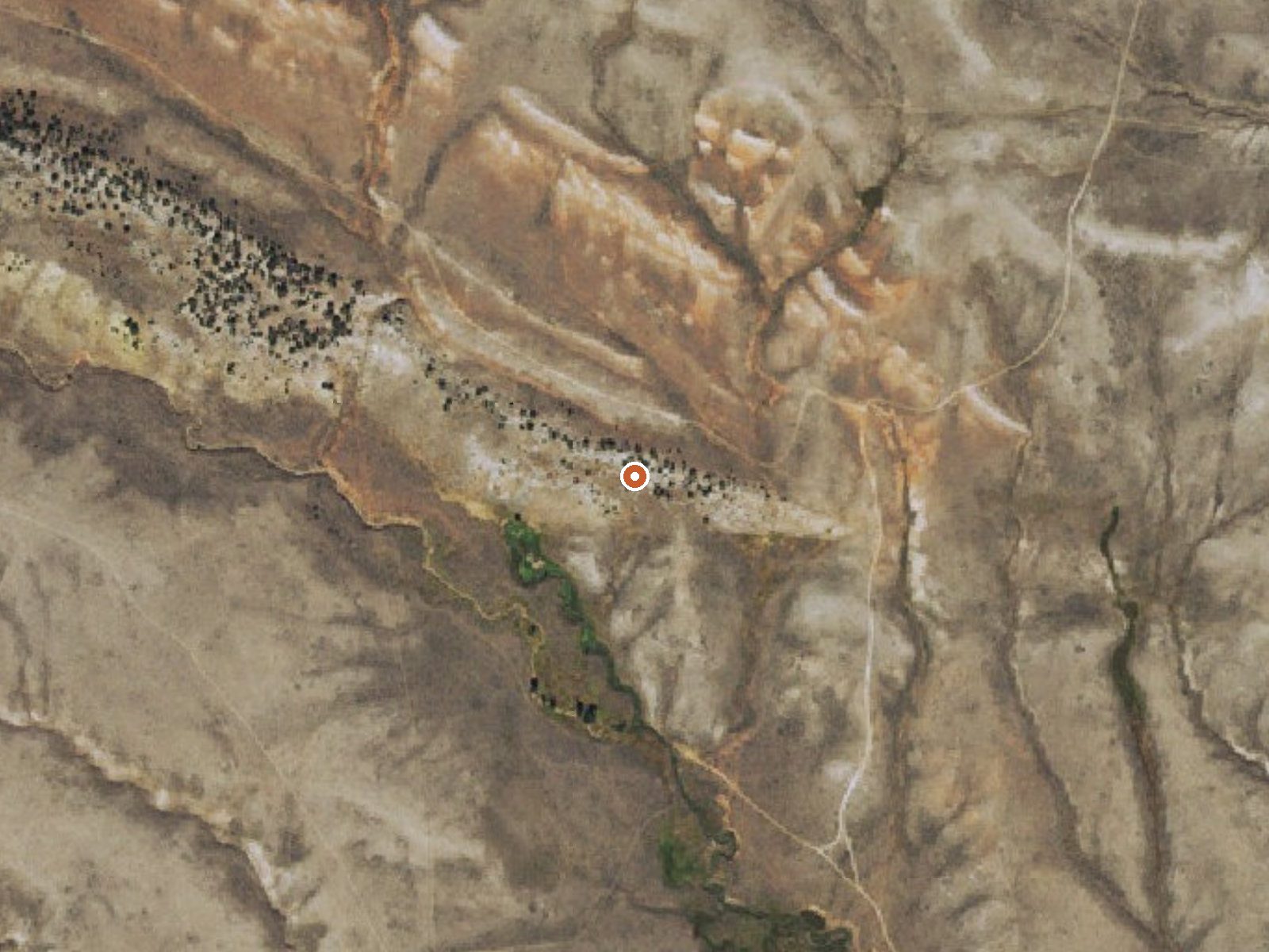 Aerial view of the ground around Horse Creek Springs