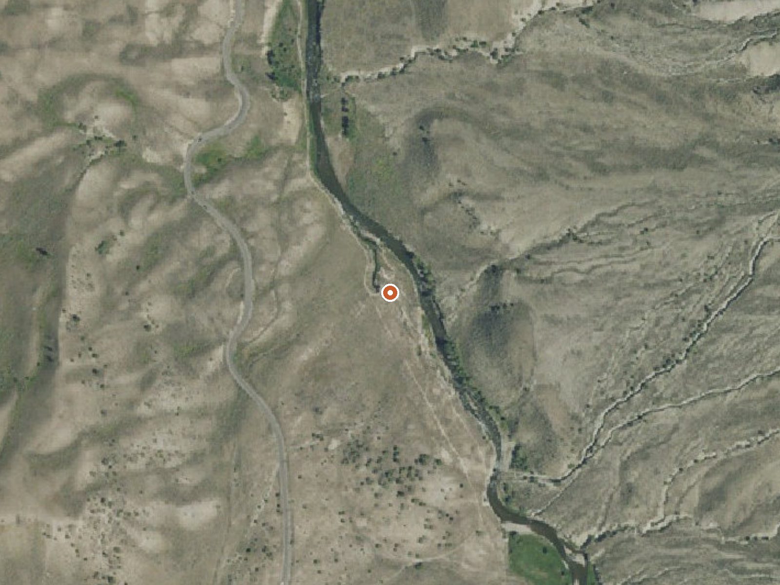 Aerial view of the ground around Hot River