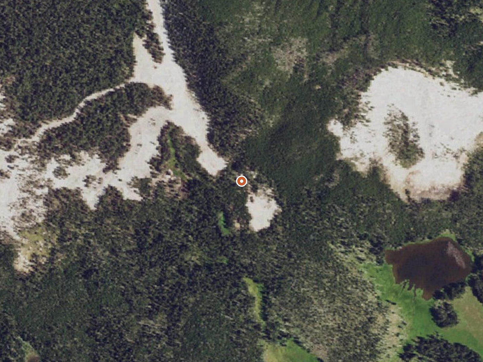 Aerial view of the ground around Hot Spring Basin Group