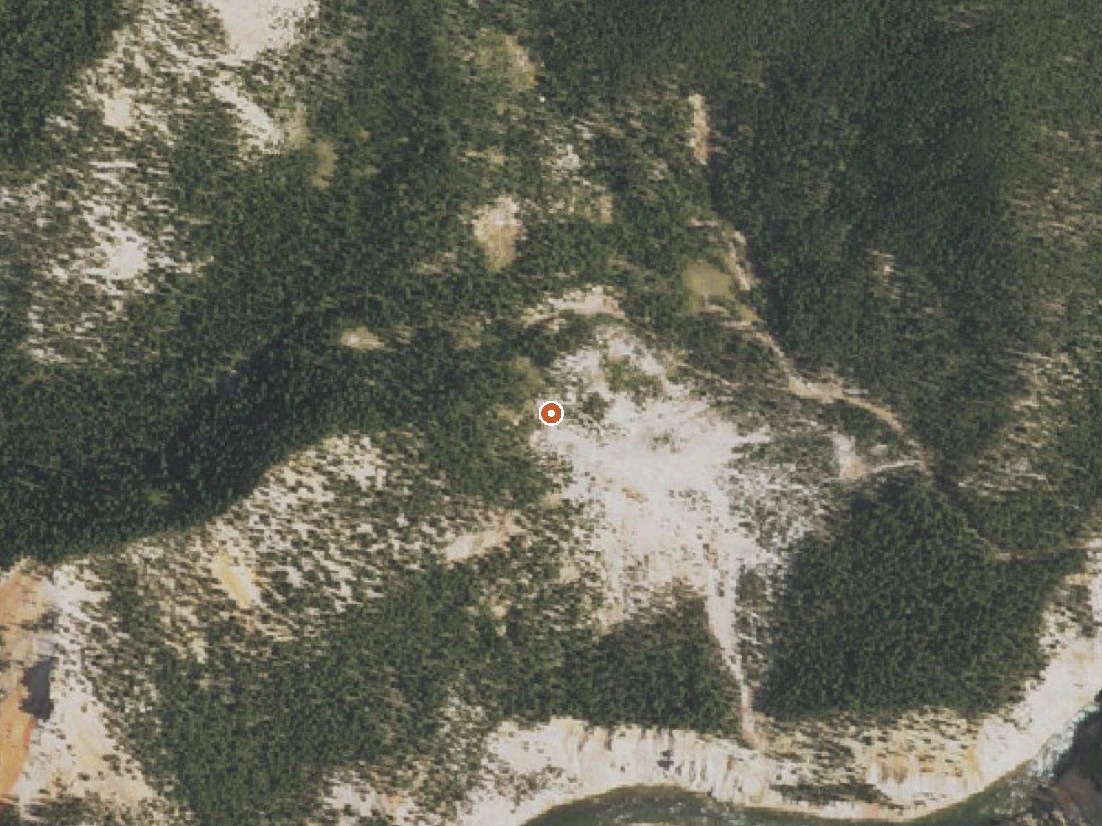 Aerial view of the ground around Hot Springs At Sevenmile Hole