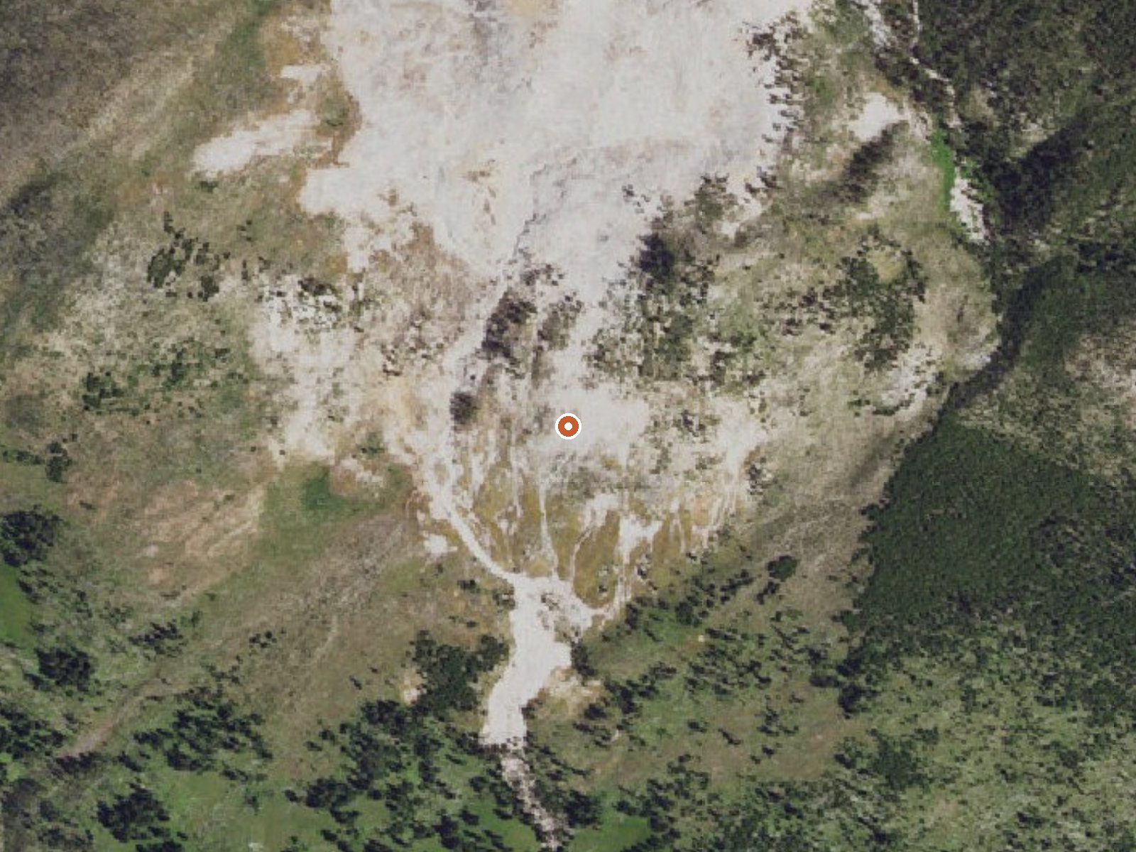 Aerial view of the ground around Hot Springs At Sulphur Hills
