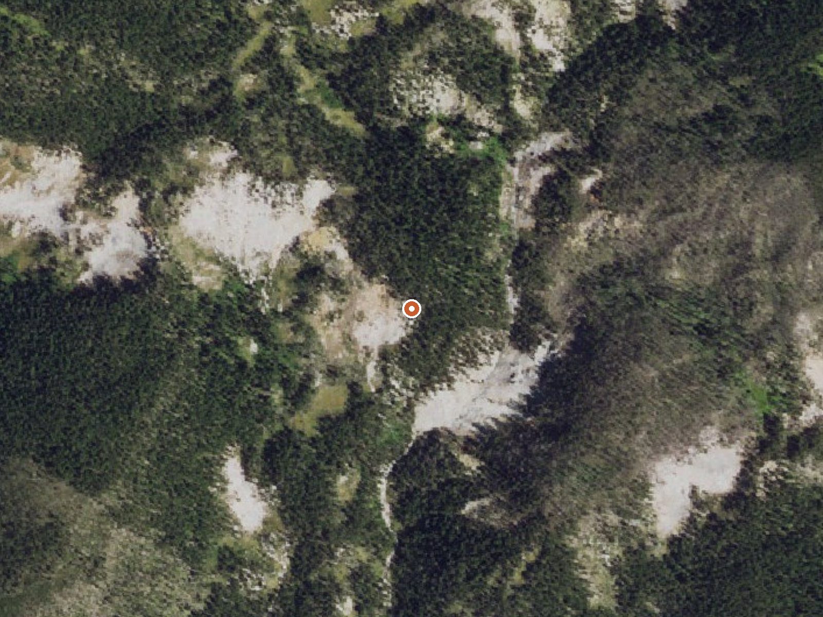 Aerial view of the ground around Hot Springs On Upper Sour Creek