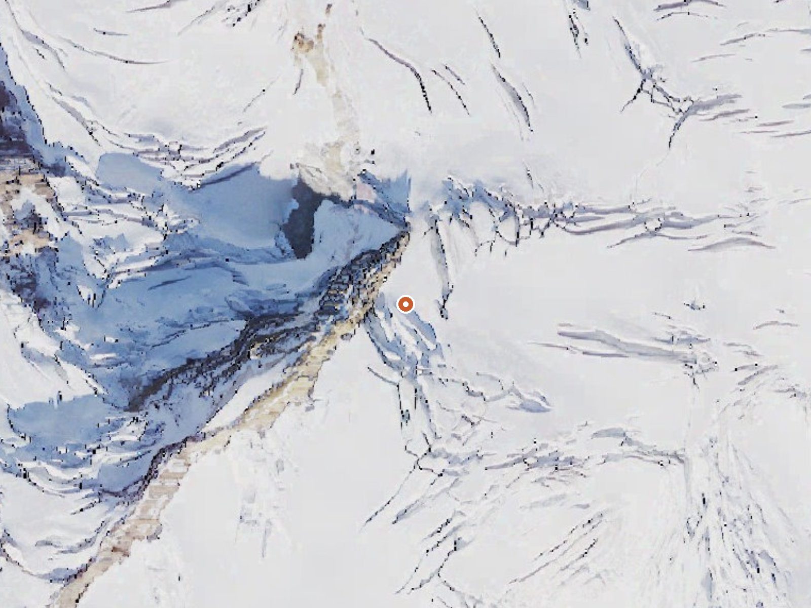 Aerial view of the ground around Dorr Fumarole Field