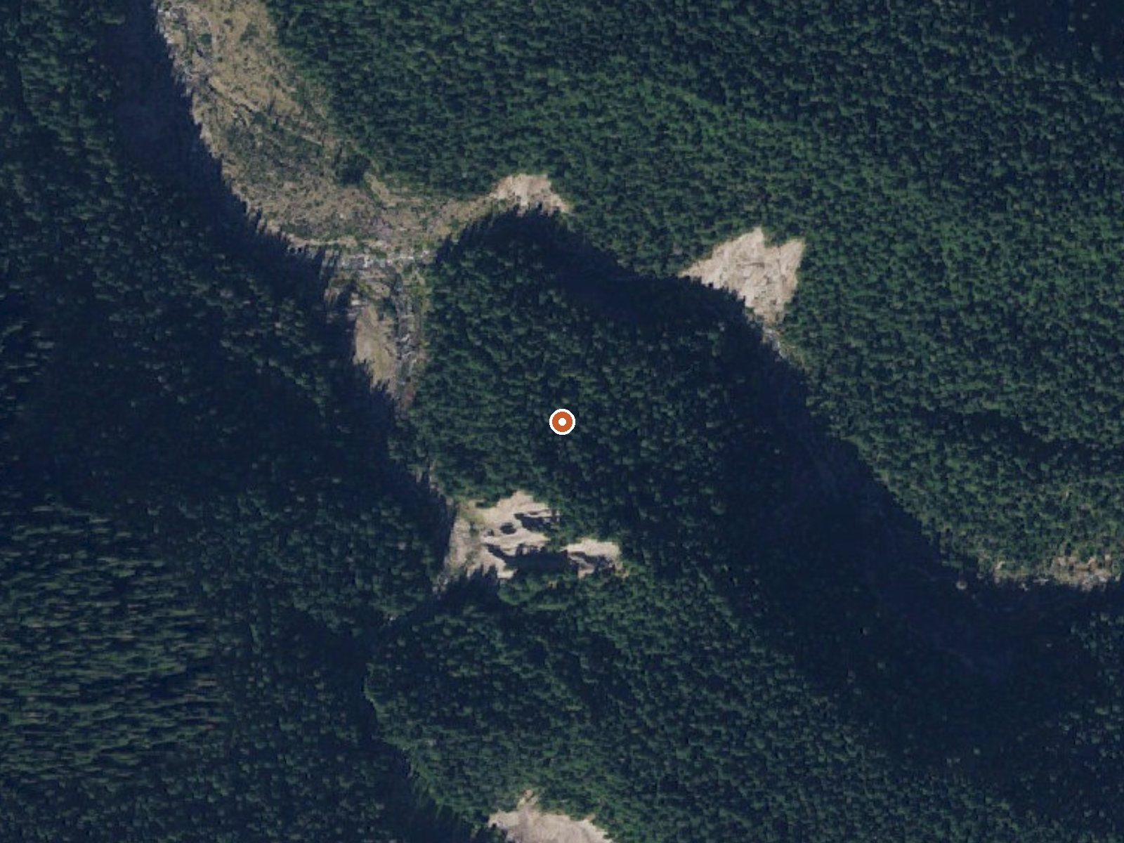 Aerial view of the ground around Kennedy Hot Spring