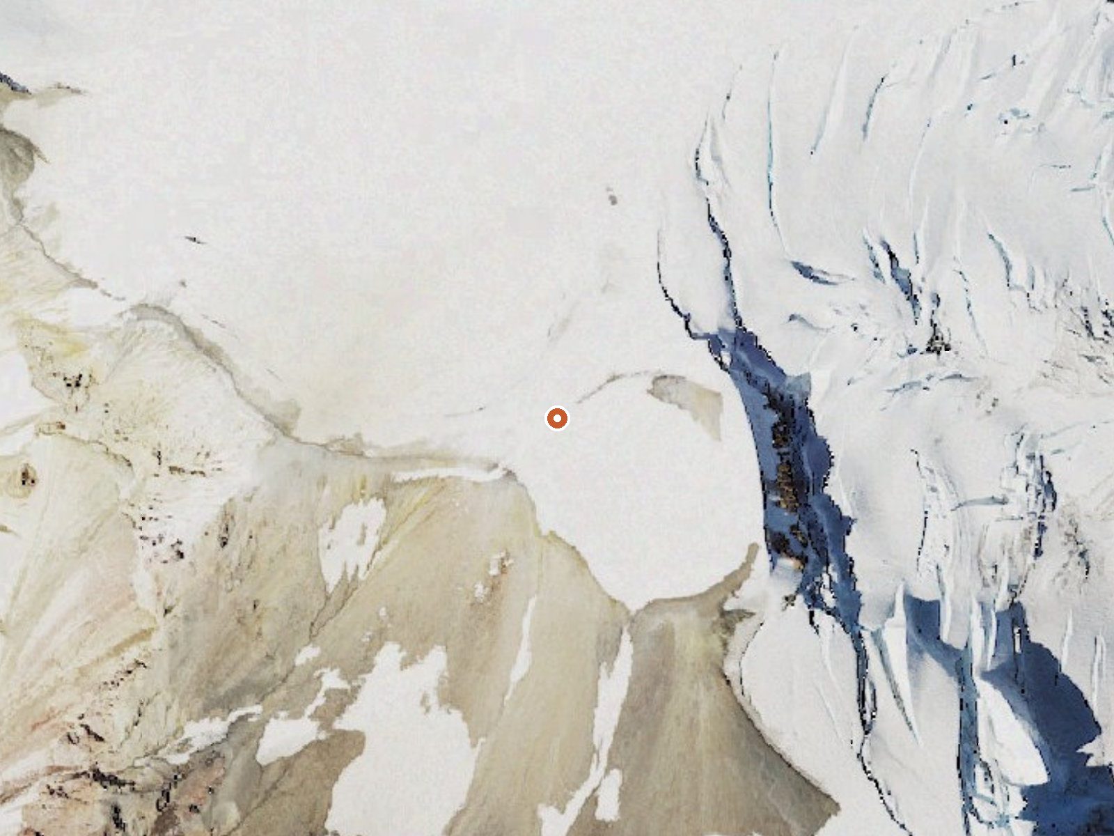 Aerial view of the ground around Mount Adams Fumaroles