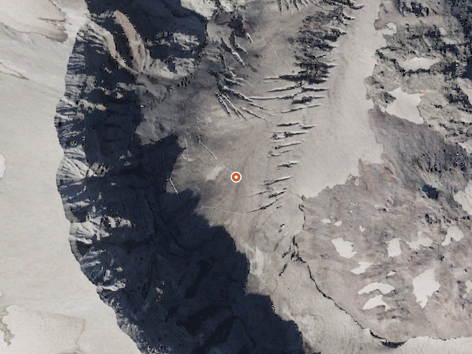 Aerial view of the ground around Mt St Helens Fumaroles