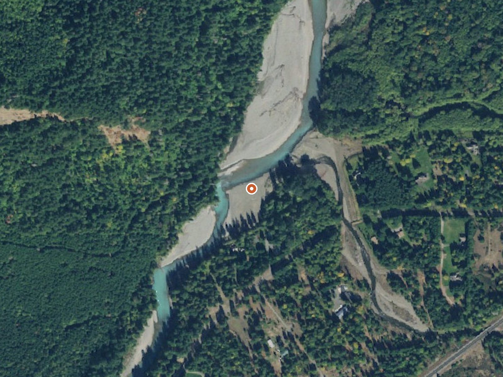 Aerial view of the ground around Packwood Hot Spring