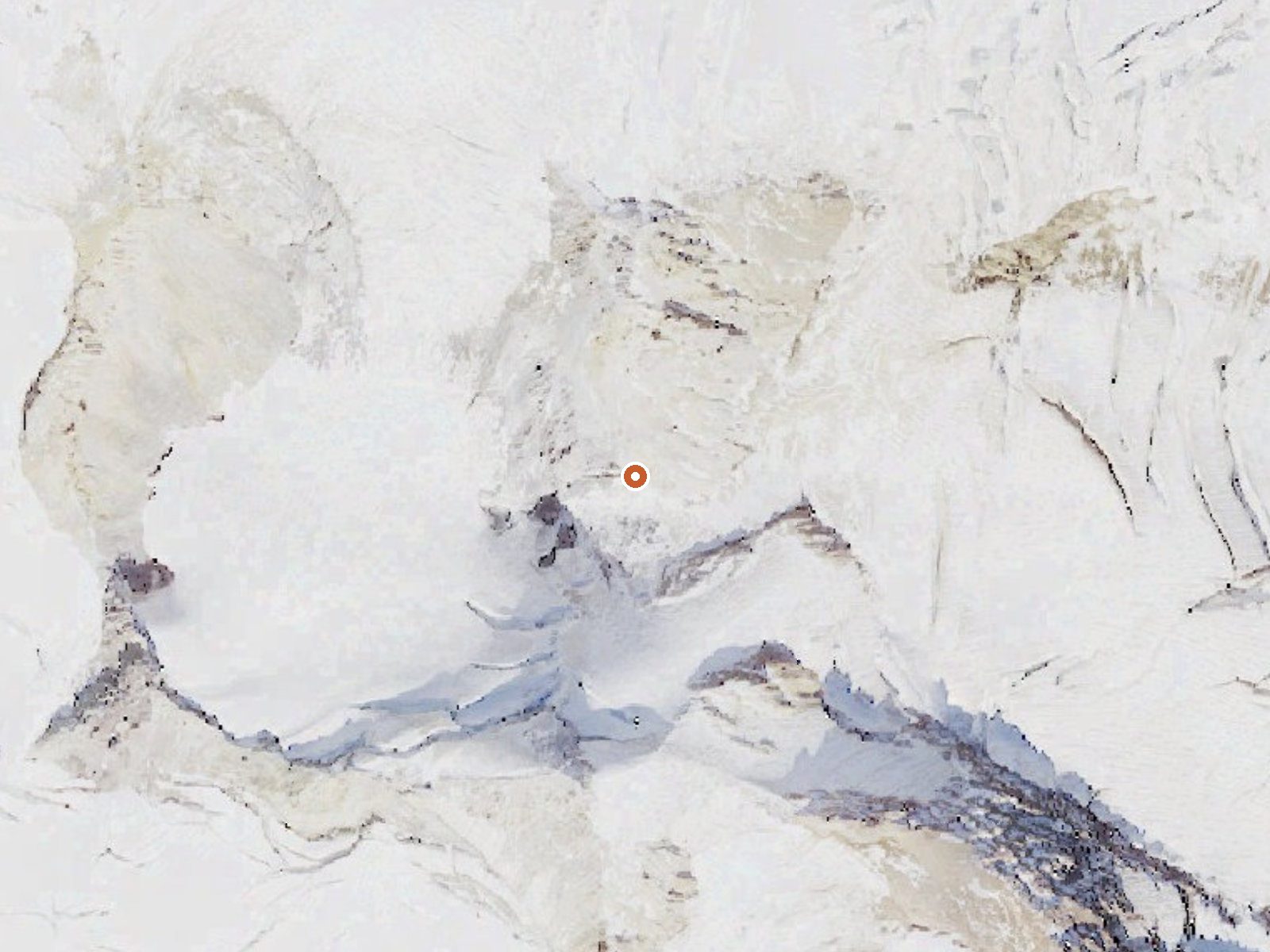 Aerial view of the ground around Sherman Crater Fumaroles