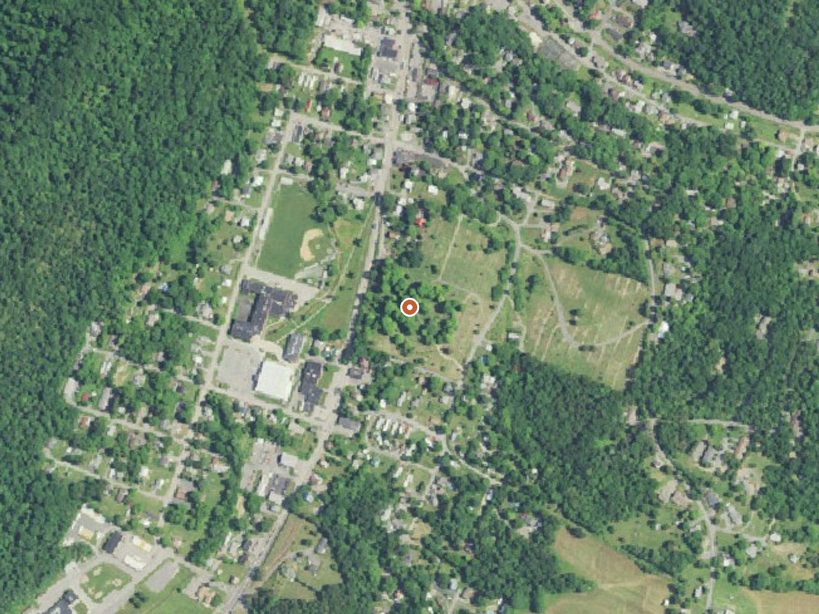 Aerial view of the ground around Berkeley Springs
