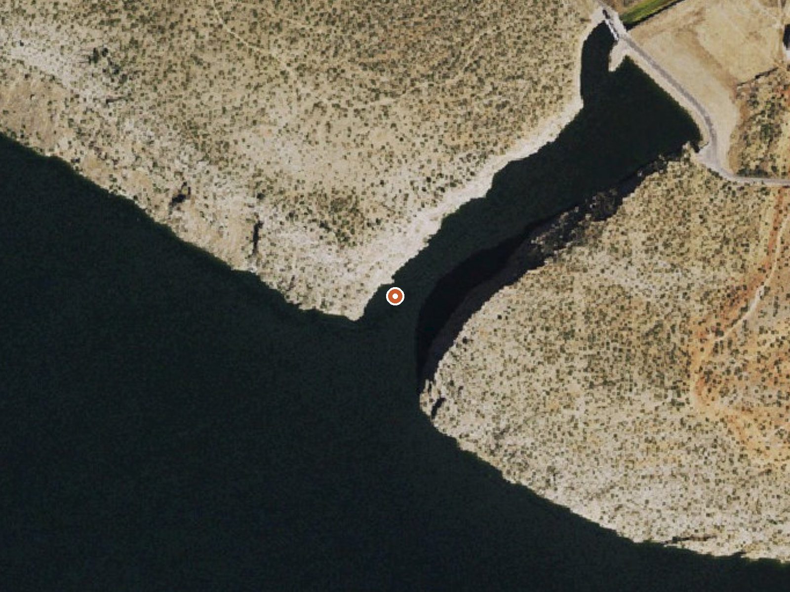 Aerial view of the ground around Alcova Hot Springs