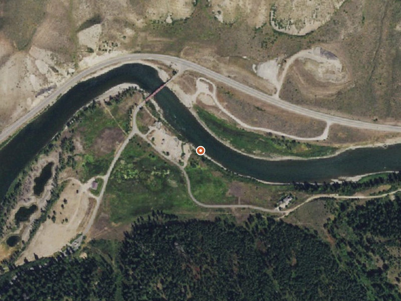 Aerial view of the ground around Astoria Mineral Hot Springs